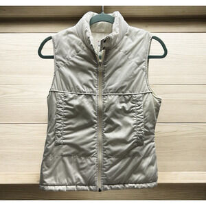 Lacoste Sport Vest Women's 36 Small Ivory Full Zip Jacket Puffer Pockets Golf